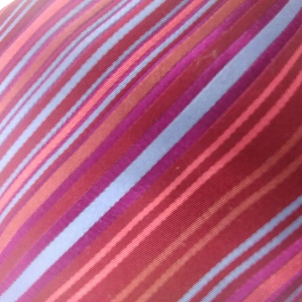Ted Baker London Mens 100% Silk Tie Diagonal Striping Red Multicolor Floral Back